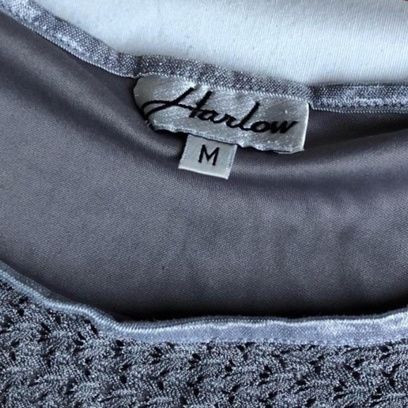 HARLOW | Vintage Shiny Gray Layered Crop Tank Top - Picture 4 of 5